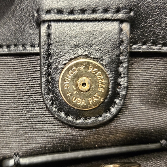 Coach mini satchel black patent leathetw/ gold hardware & 48" shoulder strap. - Picture 7 of 9